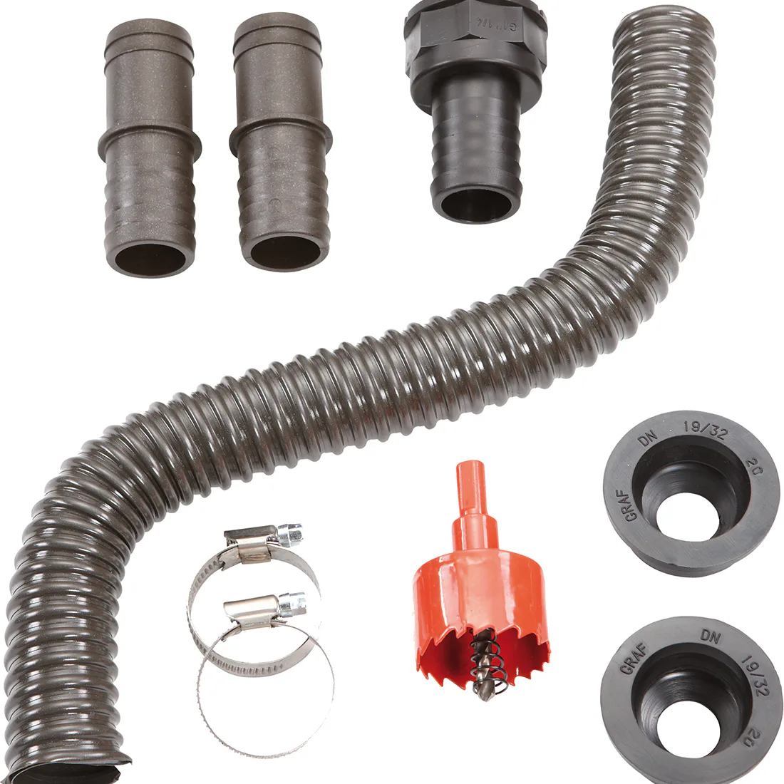 Anslutningsuppsättning Garantia Flex 1 1/4" 40 cm Grå