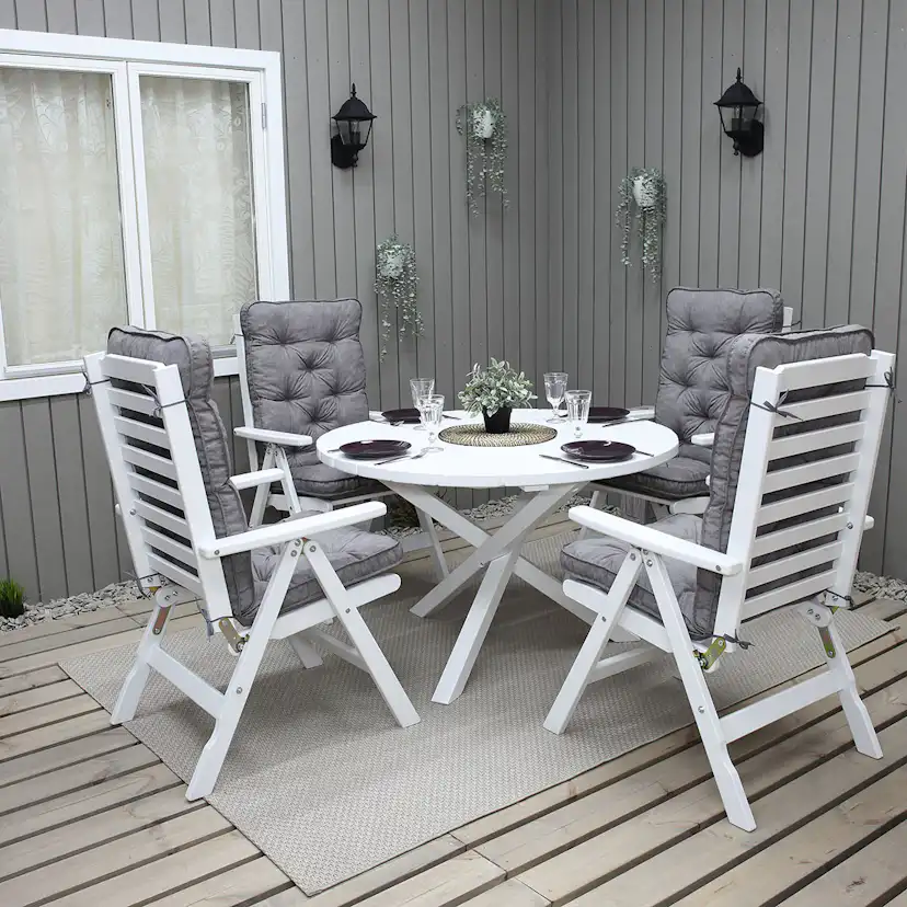 Matgrupp Baltic Garden Scottsdale Ø112 Med 4 Båstad Stolar