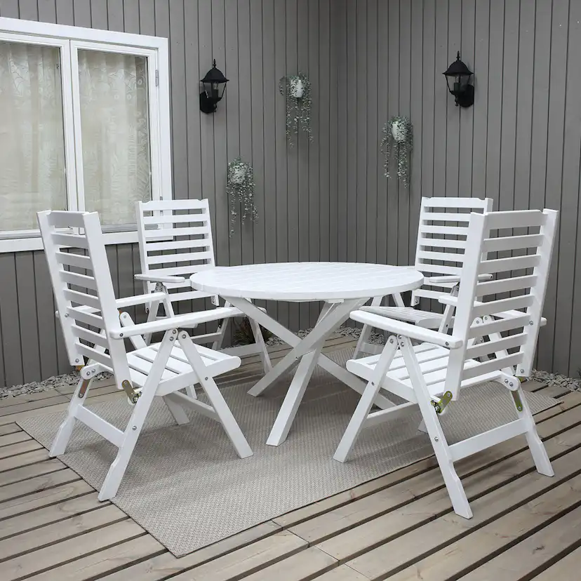 Matgrupp Baltic Garden Scottsdale Ø112 Med 4 Båstad Stolar