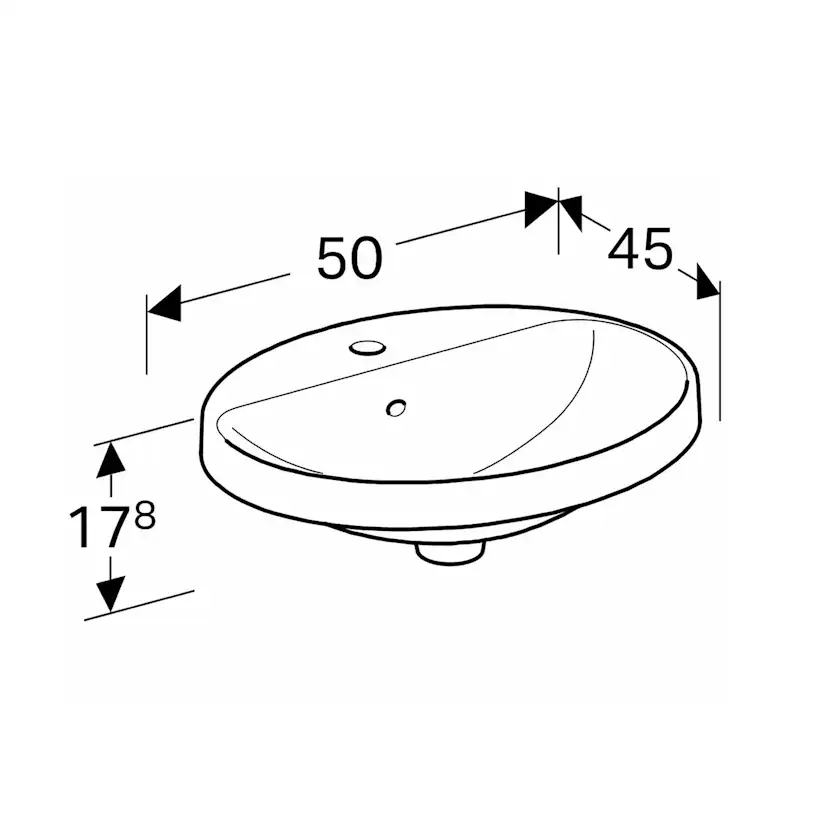 Tvättställ Geberit Variform 500 mm Infälld Ovalt Kanthylla