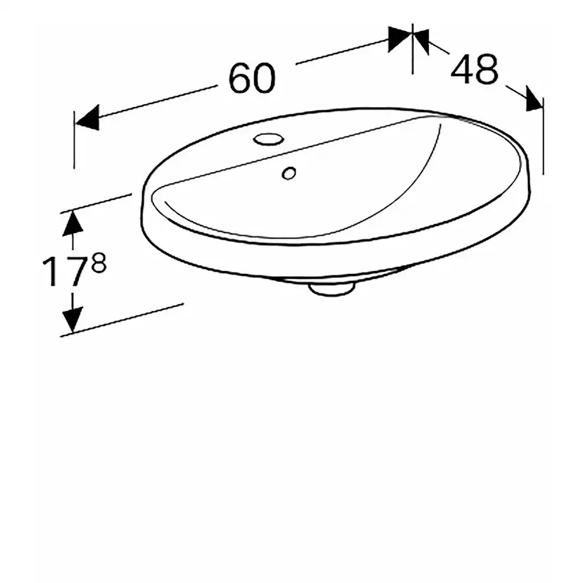 Tvättställ Geberit Variform 600 mm Infälld Ovalt Kanthylla