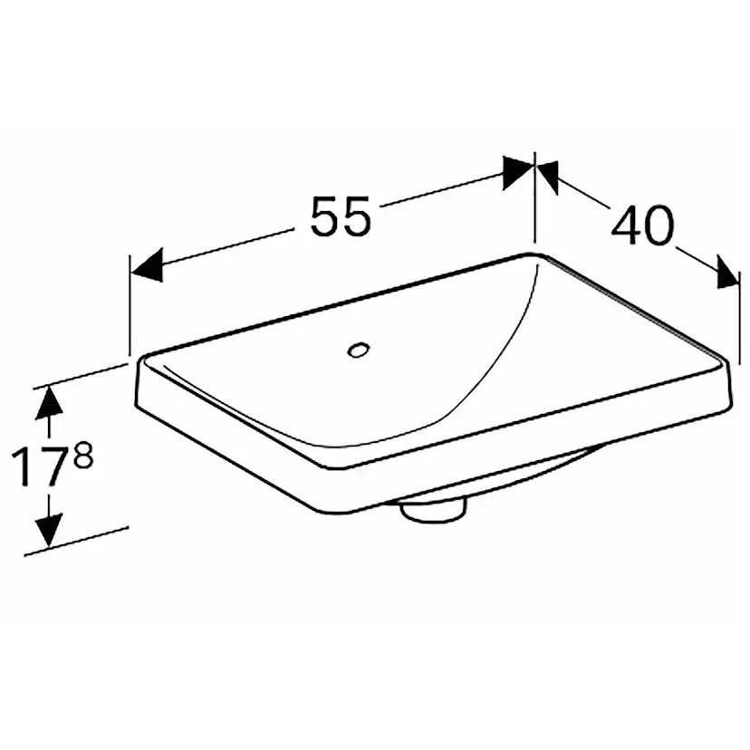 Tvättställ Geberit Variform 550 mm Infälld Rektangulärt