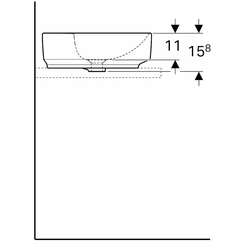Tvättställ Geberit Variform 450 mm Lay-on Runt Kanthylla