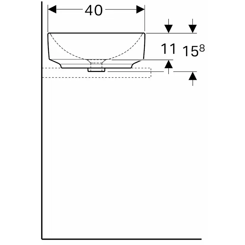 Tvättställ Geberit Variform 550 mm Lay-on Elliptiskt Utan Bräddavlopp