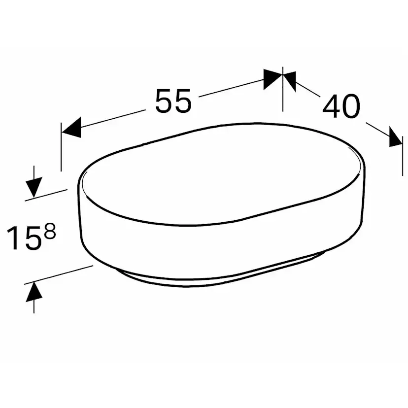 Tvättställ Geberit Variform 550 mm Lay-on Elliptiskt Utan Bräddavlopp