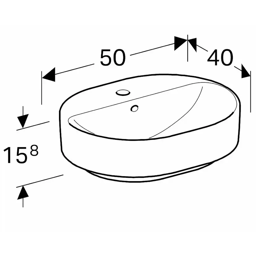 Tvättställ Geberit Variform 500 mm Lay-on Elliptiskt Kanthylla