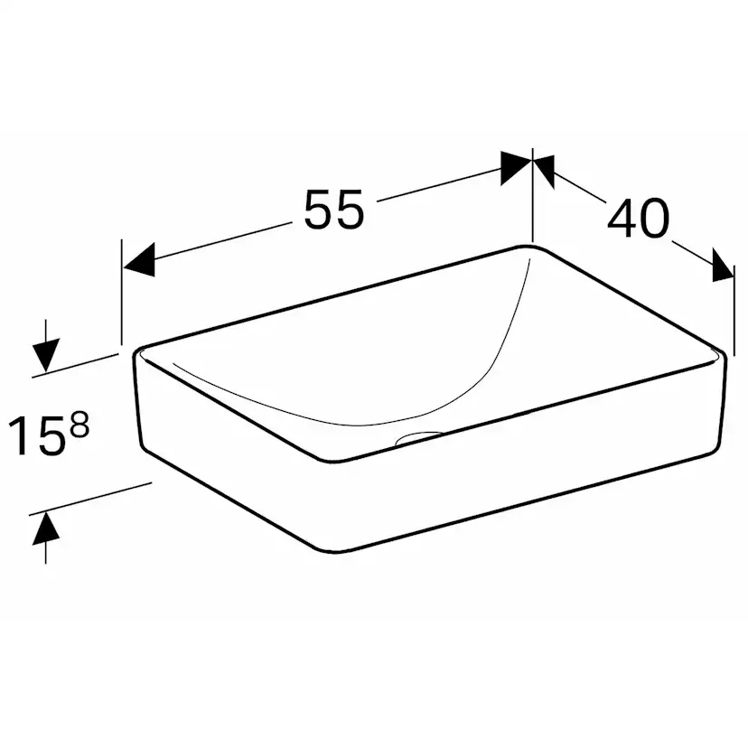 Tvättställ Geberit Variform 550 mm Lay-on Rektangulärt Utan Bräddavlopp