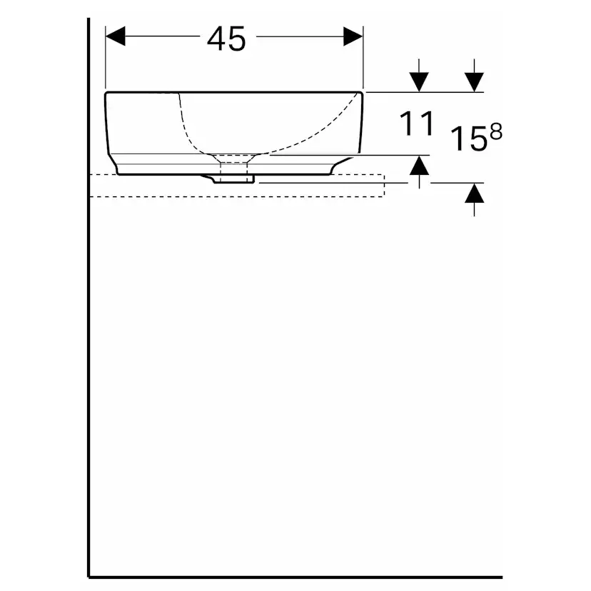 Tvättställ Geberit Variform 600 mm Lay-on Rektangulärt Kanthylla