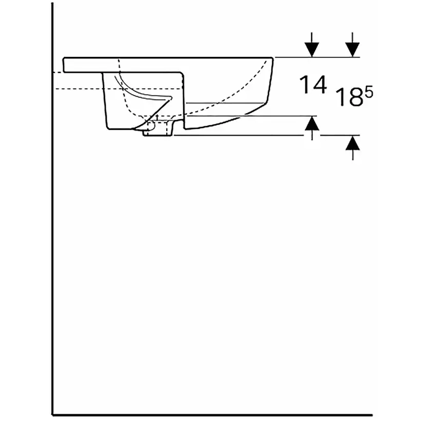Tvättställ Geberit Variform 500 mm Halvinfälld Runt Kanthylla