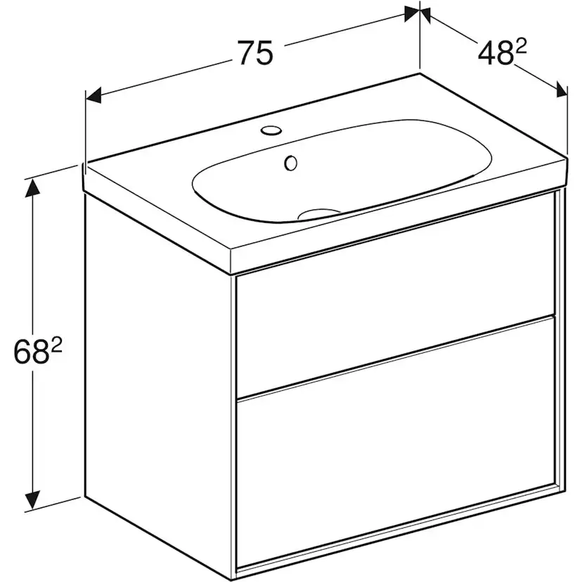 Tvättställsskåp Ifö Sense Art 75 med Avställningsyta och 2 Lådor