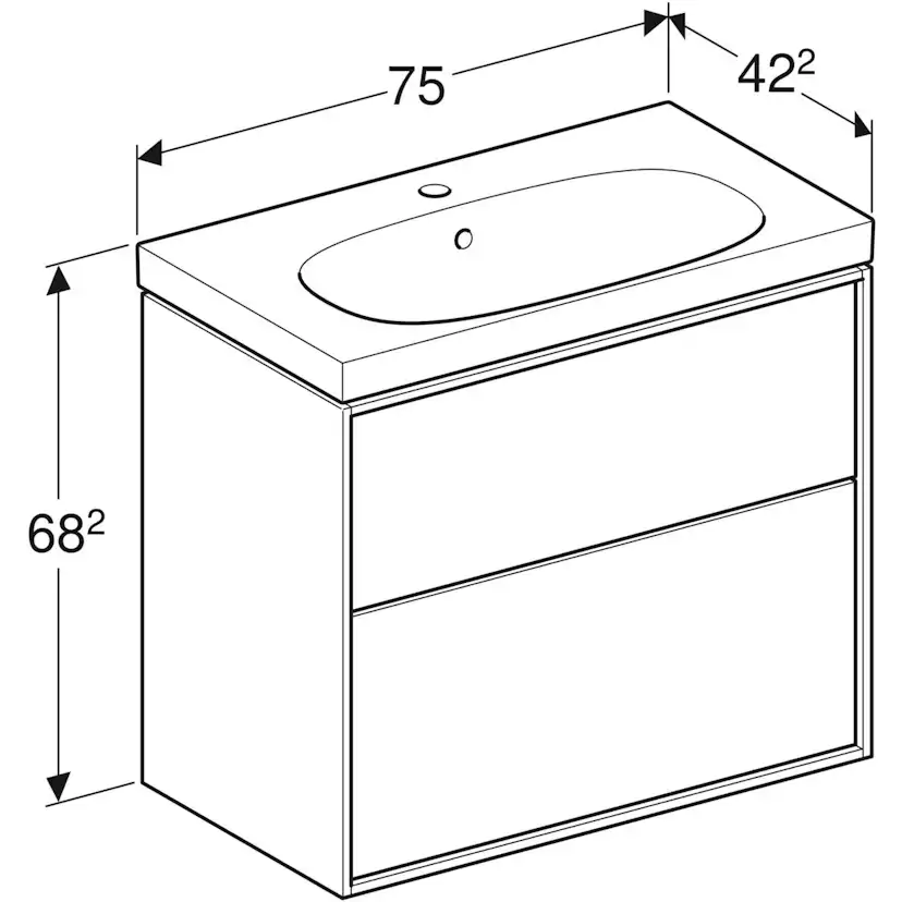 Tvättställsskåp Ifö Sense Art Kompakt 75 med Avställningsyta och 2 Lådor