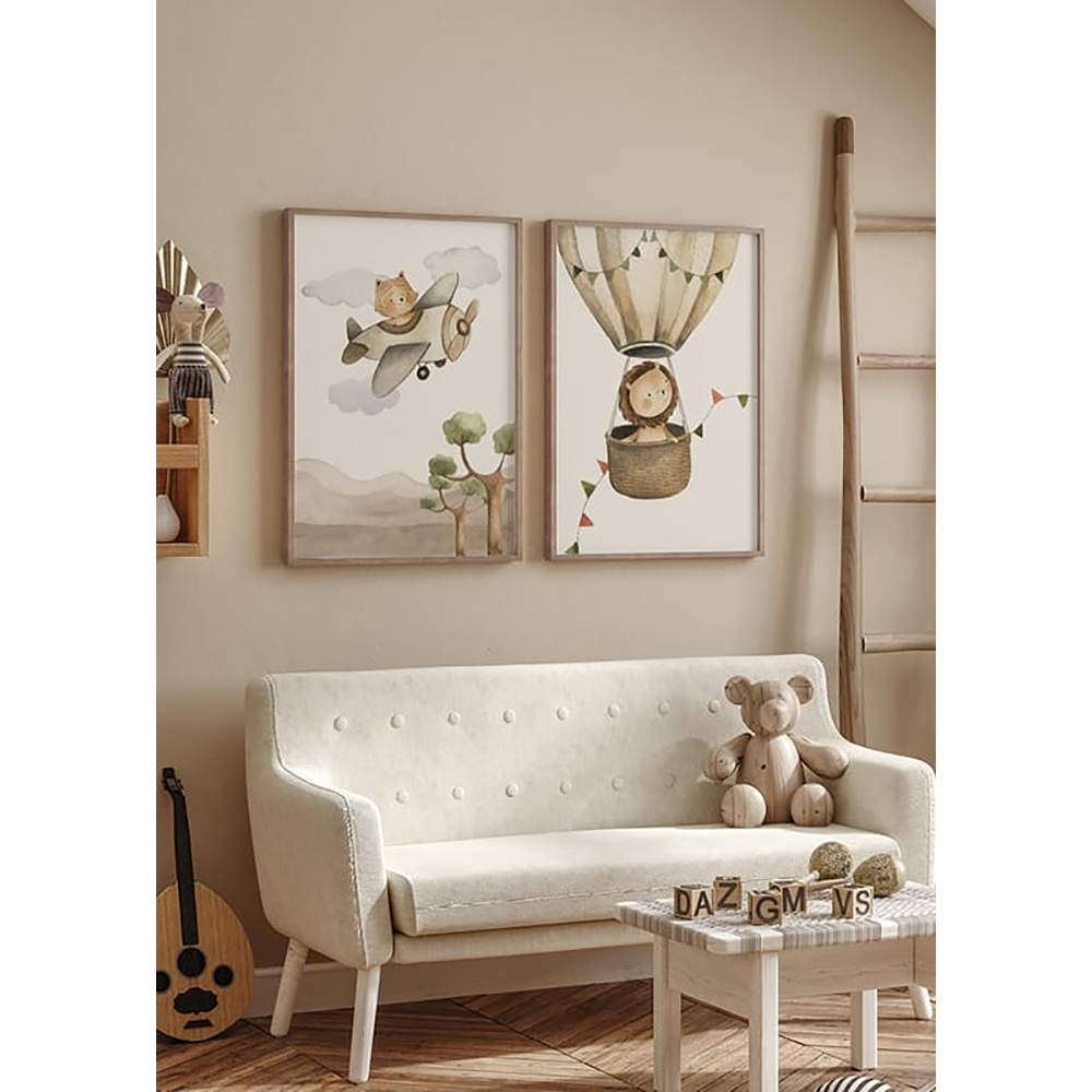 Poster Gallerix Lion In Hot Air Balloon