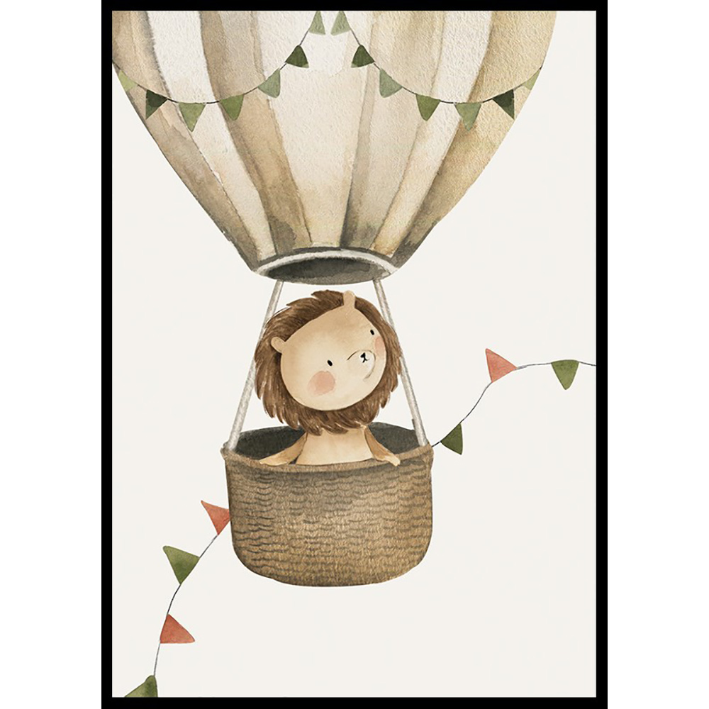 Poster Gallerix Lion In Hot Air Balloon