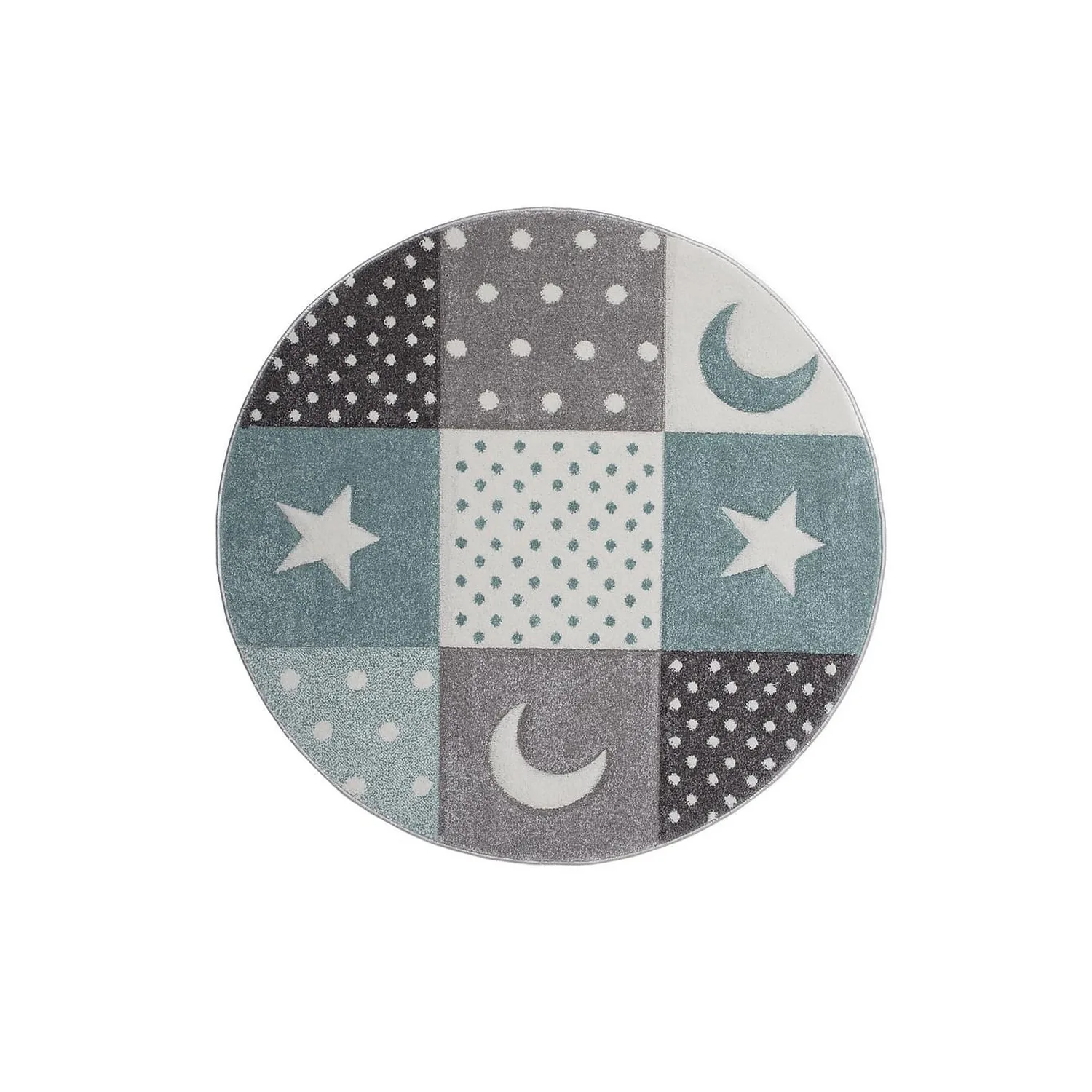 Barnmatta KM Carpets Atlas Star Turkos Rund 120