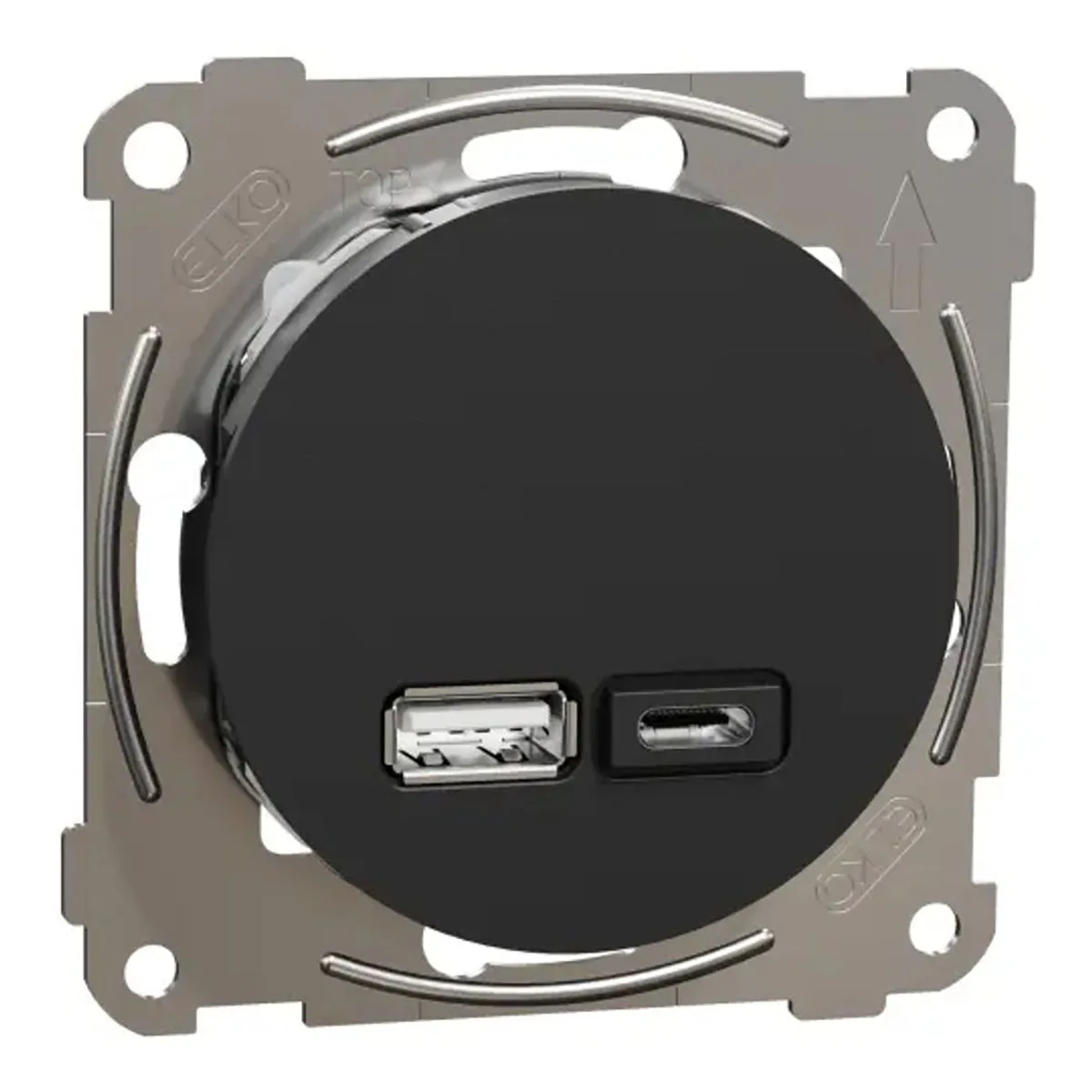 USB-Uttag Elko One Typ A+C 21W Infälld Laddstation Skruvanslutning