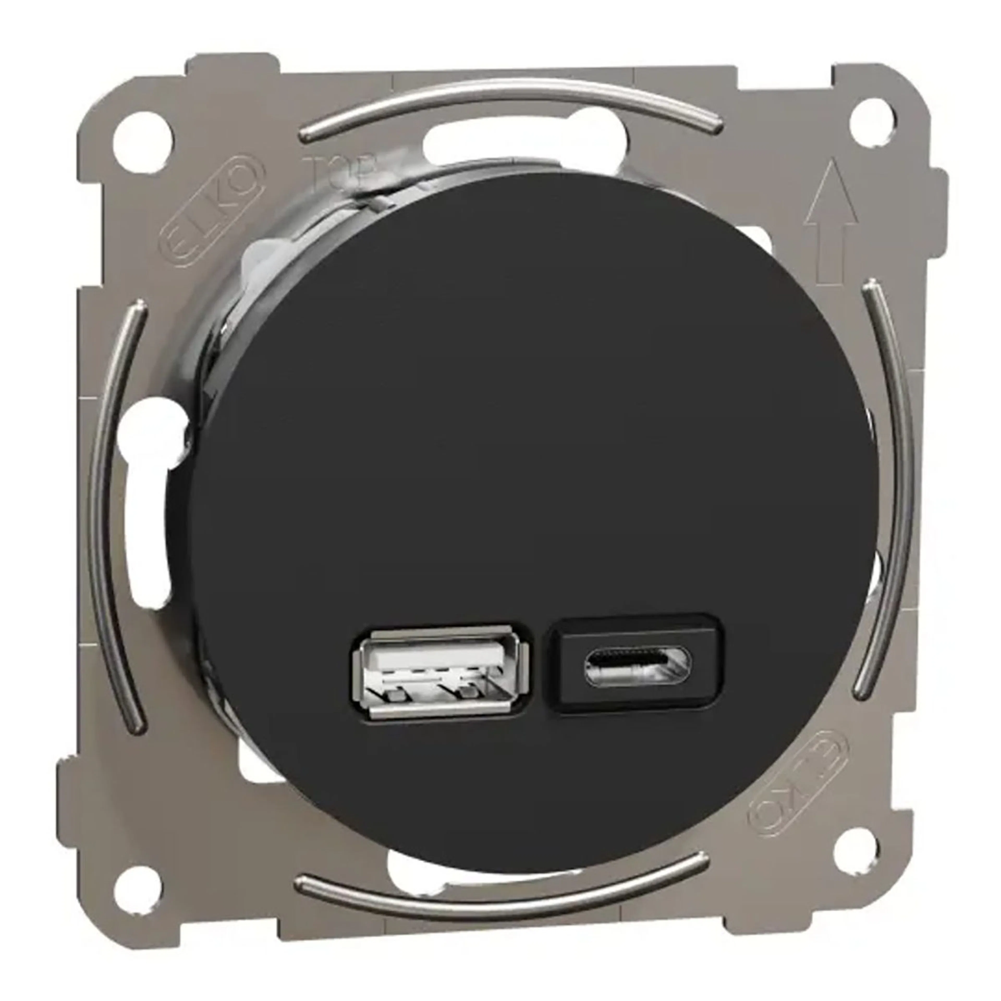 USB-Uttag Elko One Typ A+C 21W Infälld Laddstation Skruvanslutning
