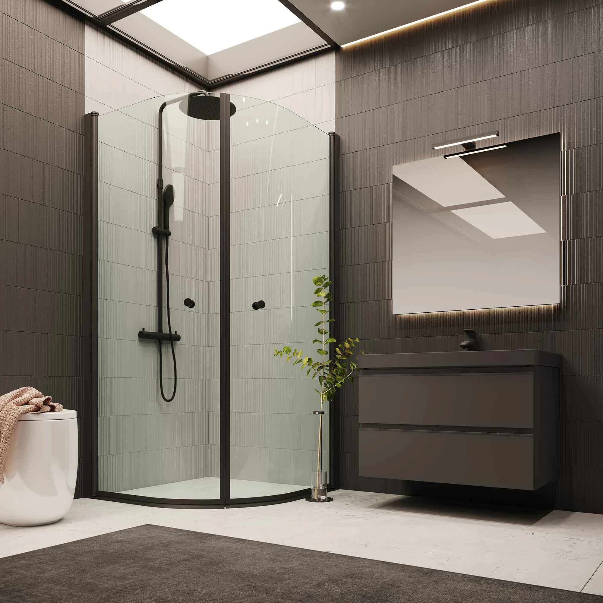 Duschhörn Arrow Round med Svarta Profiler