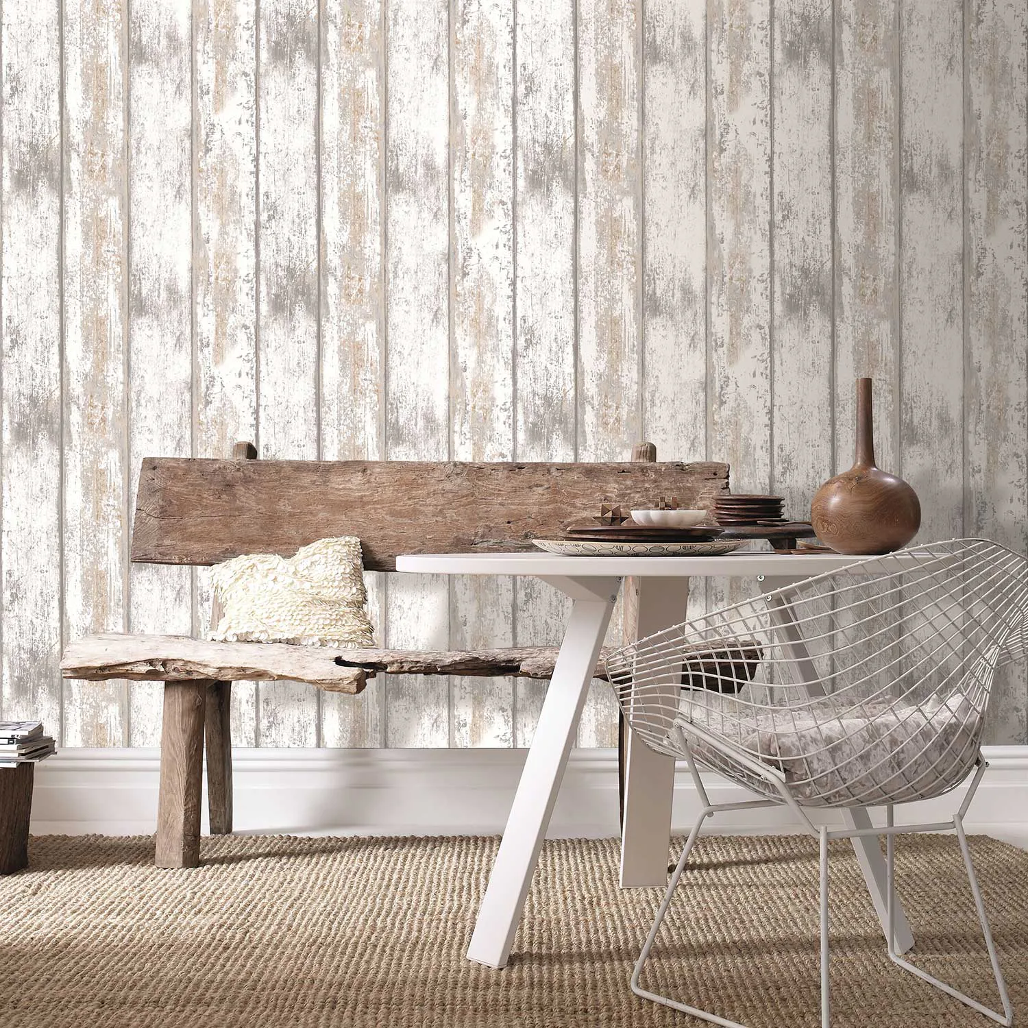 Lantliga Tapeter WOW Trä 5342871 Non Woven, Mönstrad Vit