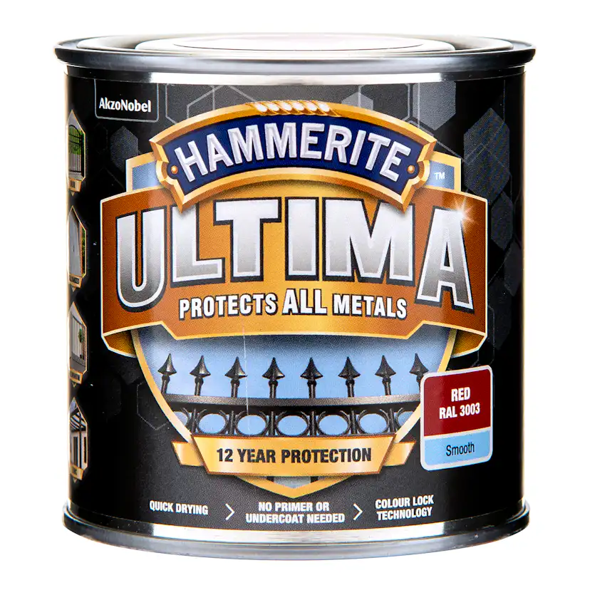 Rostskyddsfärg Hammerite Ultima Slätlack Röd 250ml
