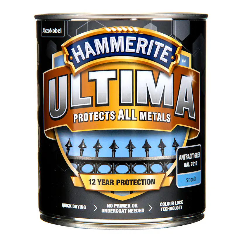 Rostskyddsfärg Hammerite Ultima Slätlack Antracitgrå 750ml