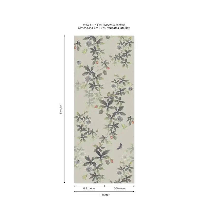 Tapet Duro Flora Passiflora 539-01 QuickUp, Mönstrad Beige
