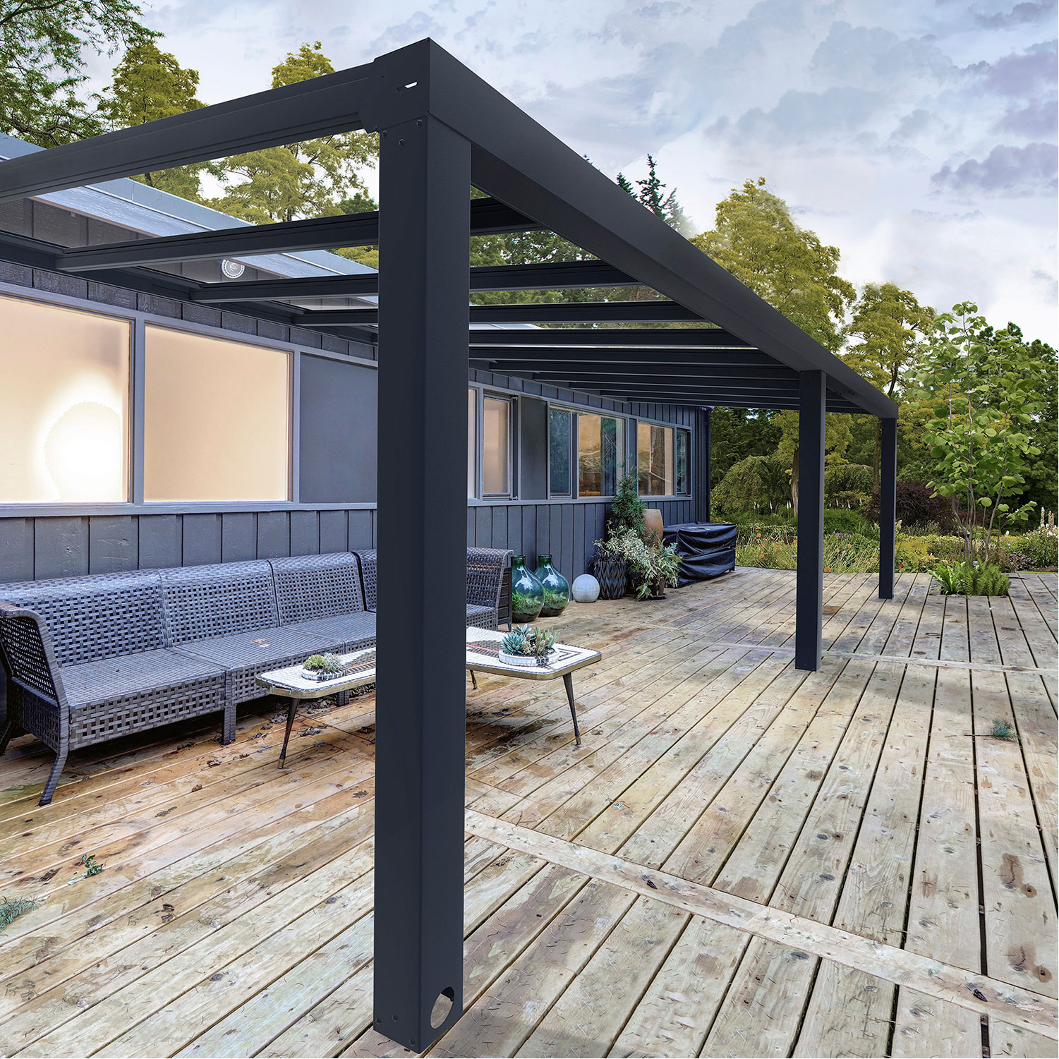 Terrasstak Canopia by Palram Stockholm Antracitgrå med Takpersienner
