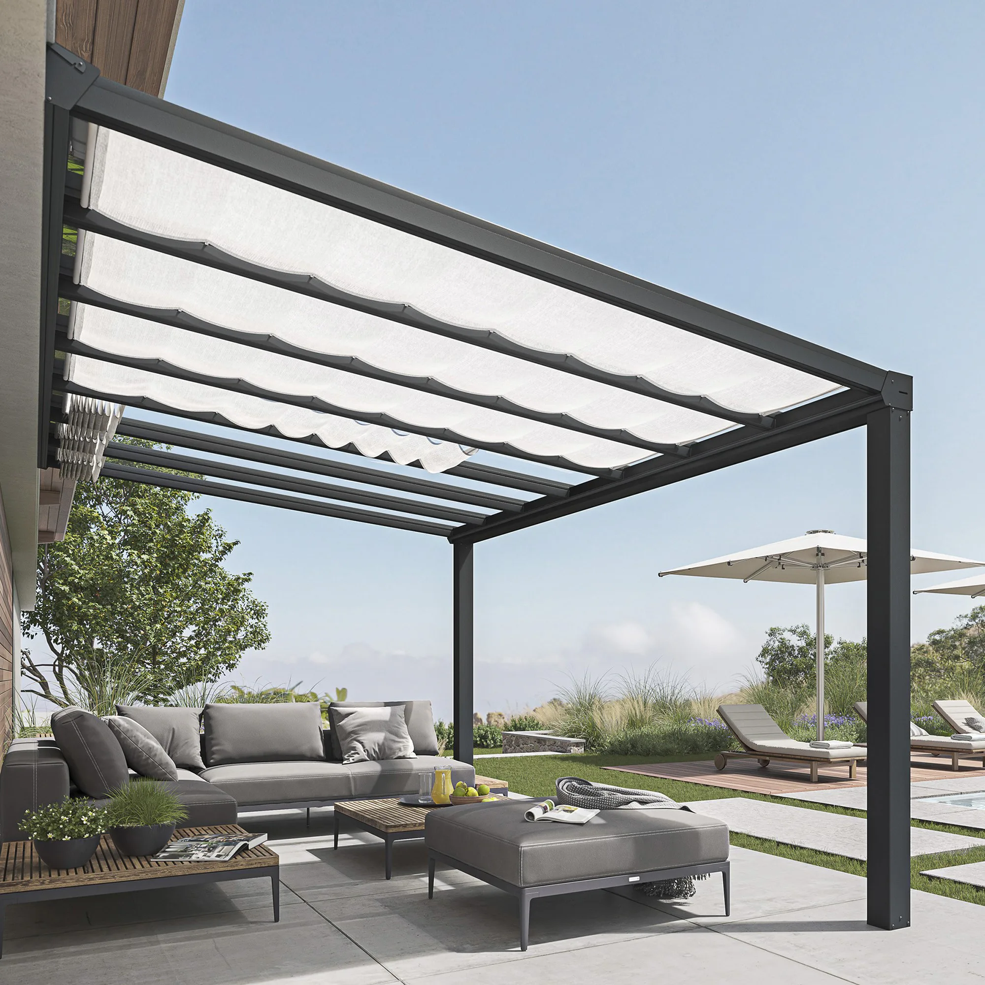 Terrasstak Canopia by Palram Stockholm Antracitgrå med Takpersienner