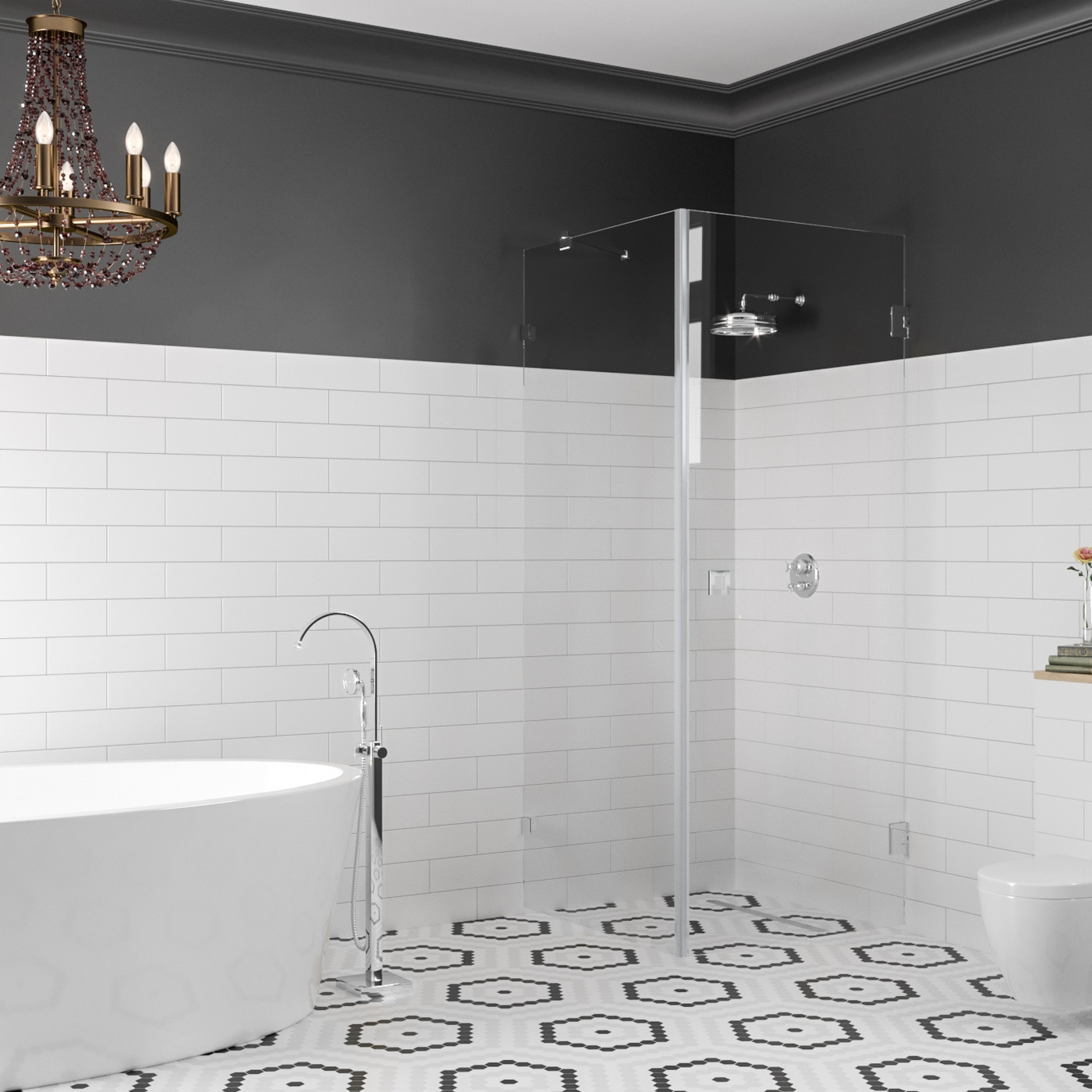 Duschhörn Hietakari Vetro 540 Fast Vägg och Vändbar Dörr