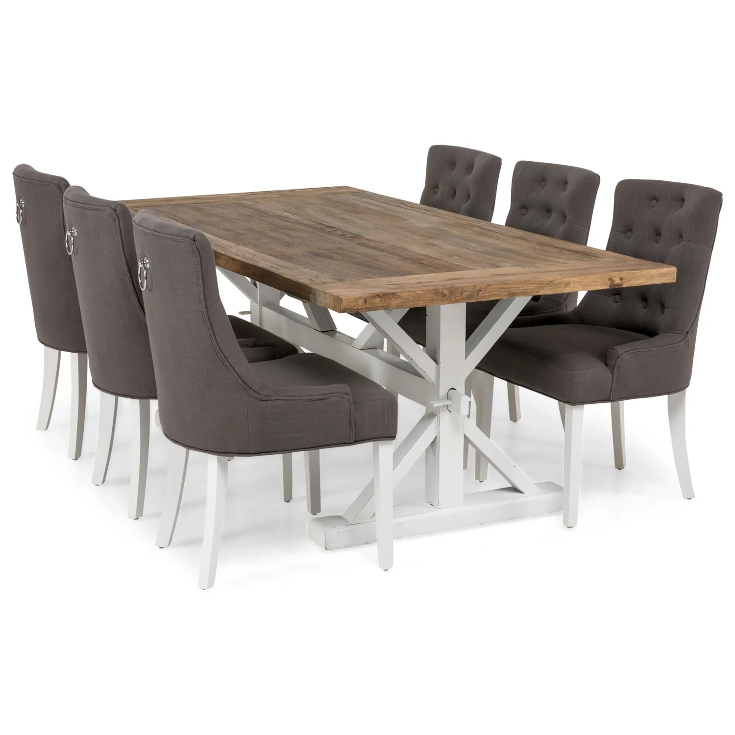 Matgrupp In Living Lyon Natur/Vit 200x100 cm med 6 st Viktoria Stolar