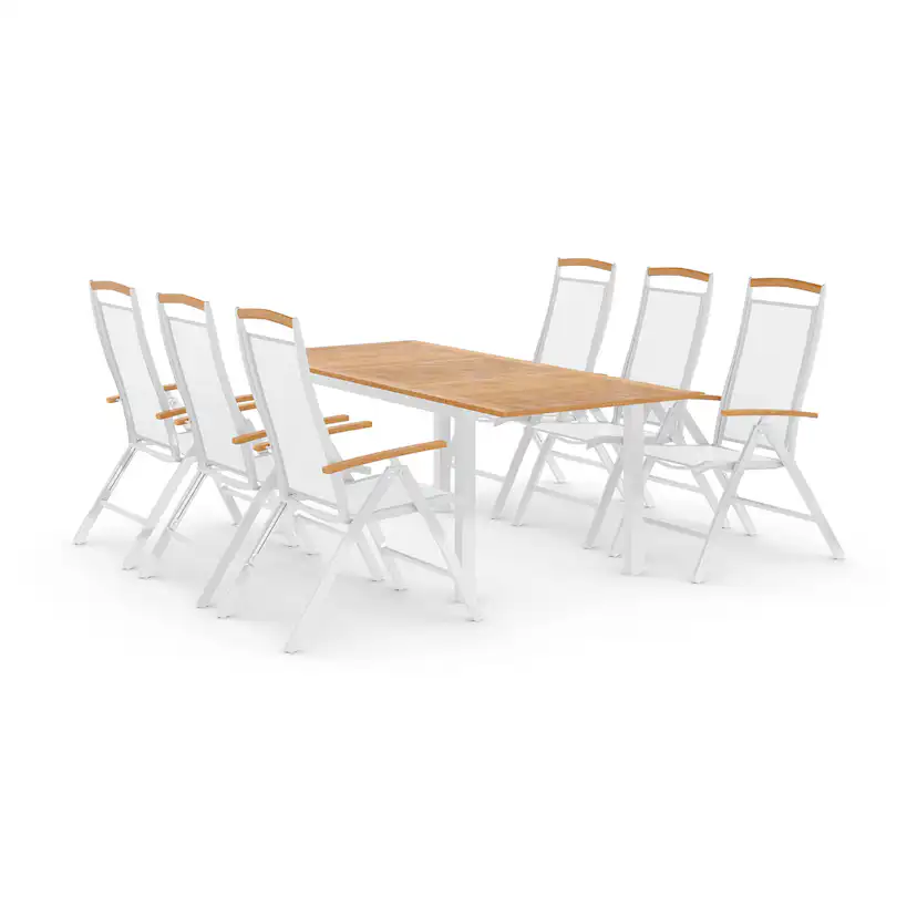 Trädgårdsgrupp deNoord Las Vegas Matgrupp Utomhus 152-210 + 6 Positionsstol Lyx