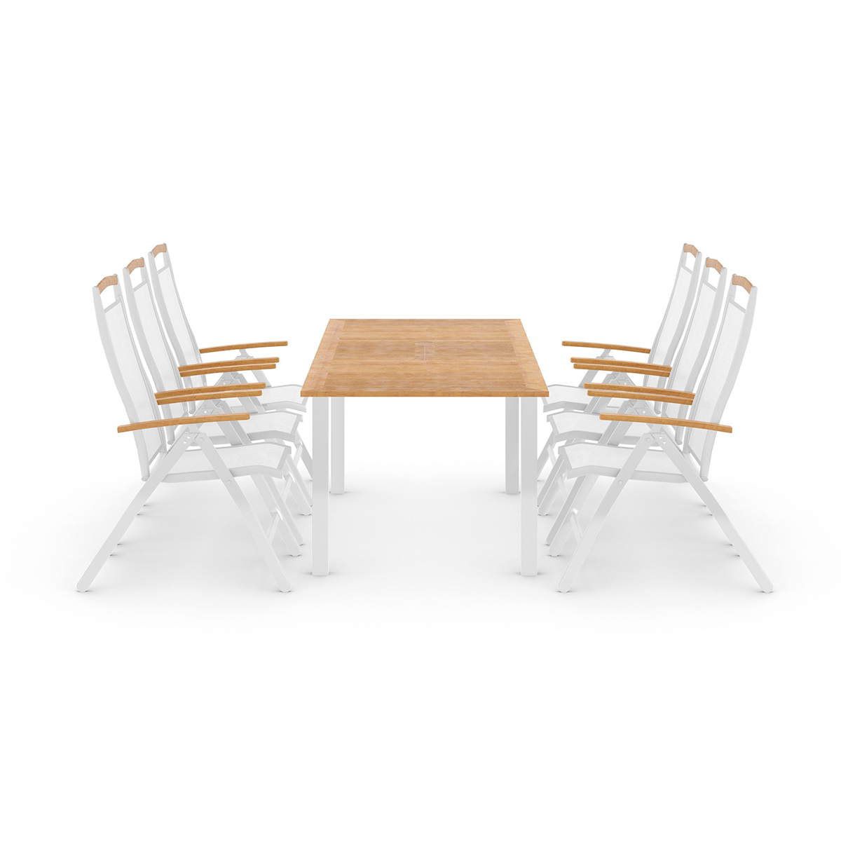 Trädgårdsgrupp deNoord Las Vegas Matgrupp Utomhus 152-210 + 6 Positionsstol Lyx