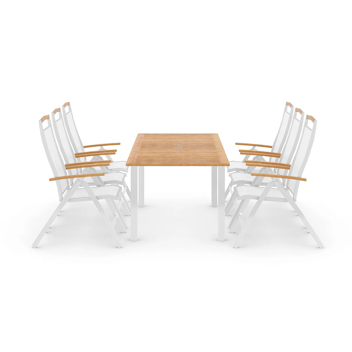 Trädgårdsgrupp deNoord Las Vegas Matgrupp Utomhus 152-210 + 6 Positionsstol Lyx