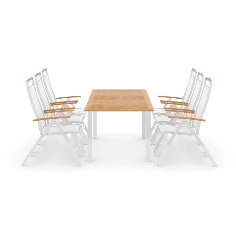 Trädgårdsgrupp deNoord Las Vegas Matgrupp Utomhus 152-210 + 6 Positionsstol Lyx