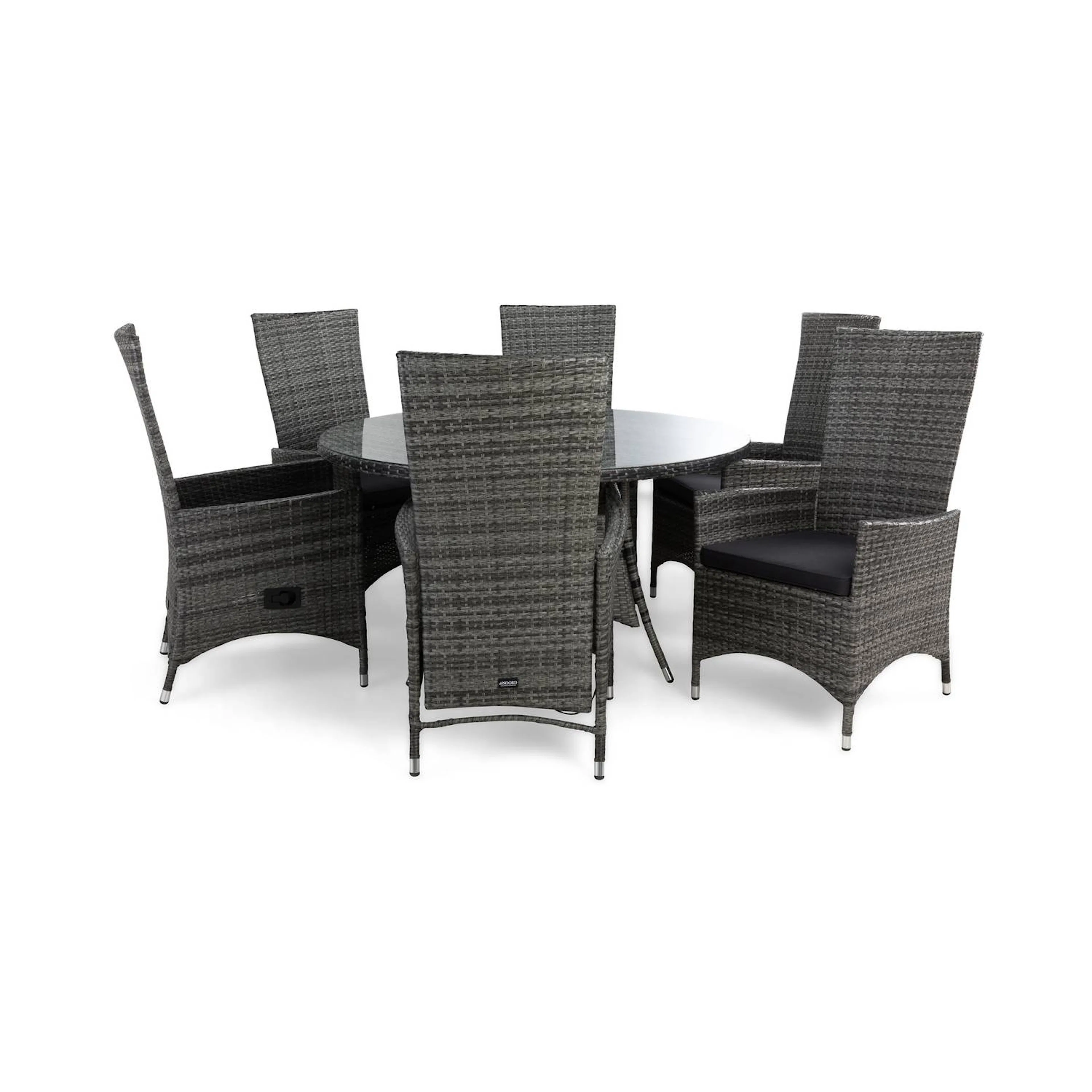 Matgrupp Comfort Garden Thor Matgrupp Utomhus Ø140 med 6 Jenny Ställbar Fåtölj m Dyna