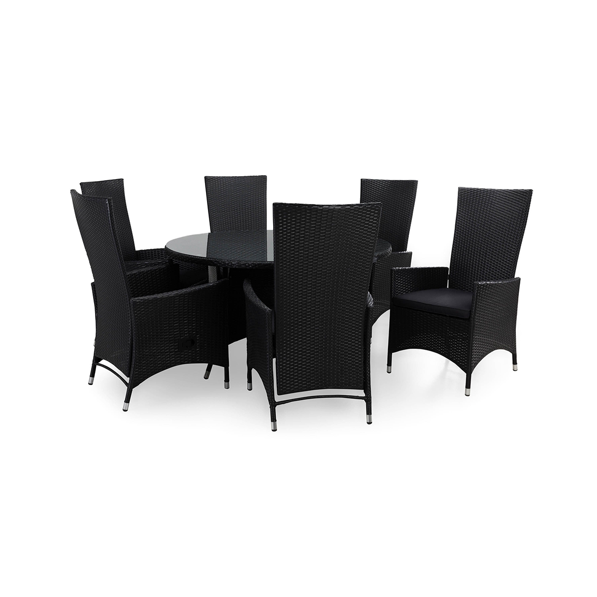 Trädgårdsgrupp Comfort Garden Thor Matgrupp Ø140 + 6 Jenny Ställbar Fåtölj m Dyna