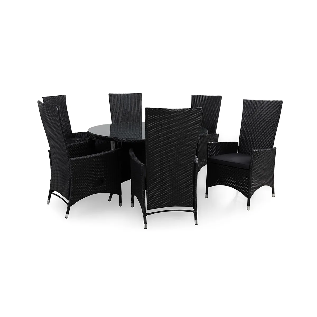 Trädgårdsgrupp Comfort Garden Thor Matgrupp Ø140 + 6 Jenny Ställbar Fåtölj m Dyna