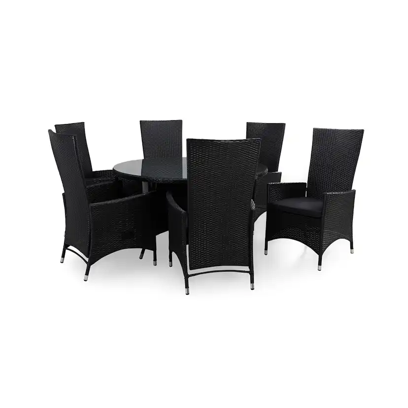 Trädgårdsgrupp Comfort Garden Thor Matgrupp Ø140 + 6 Jenny Ställbar Fåtölj m Dyna