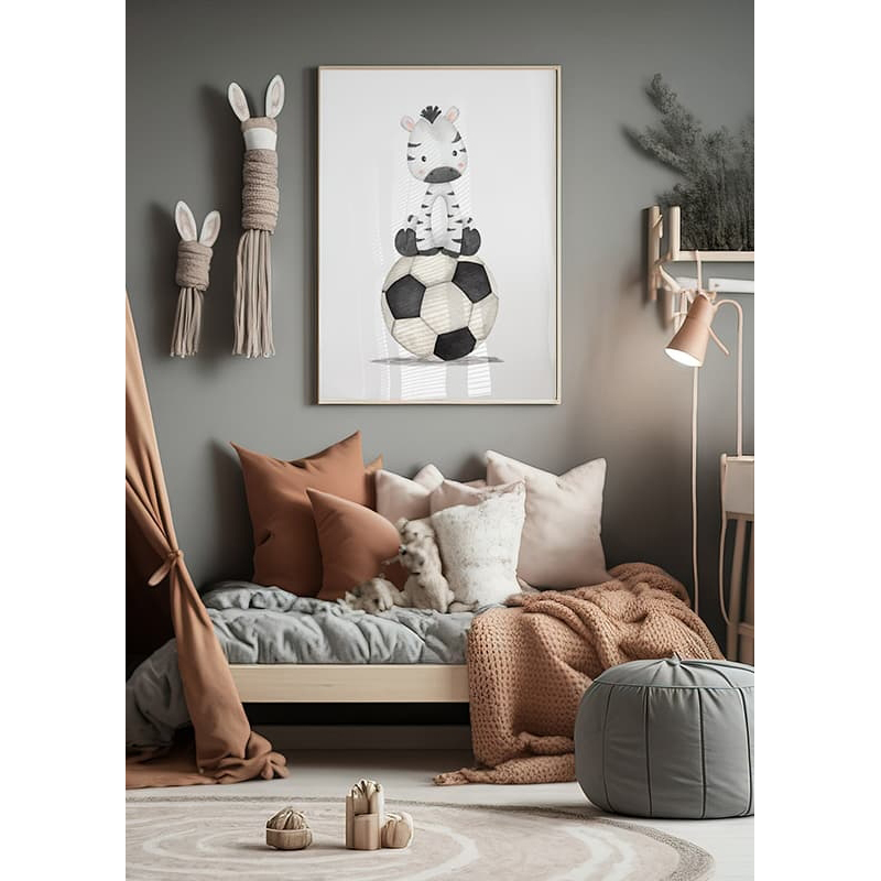 Poster Gallerix Zebra With Soccer Ball