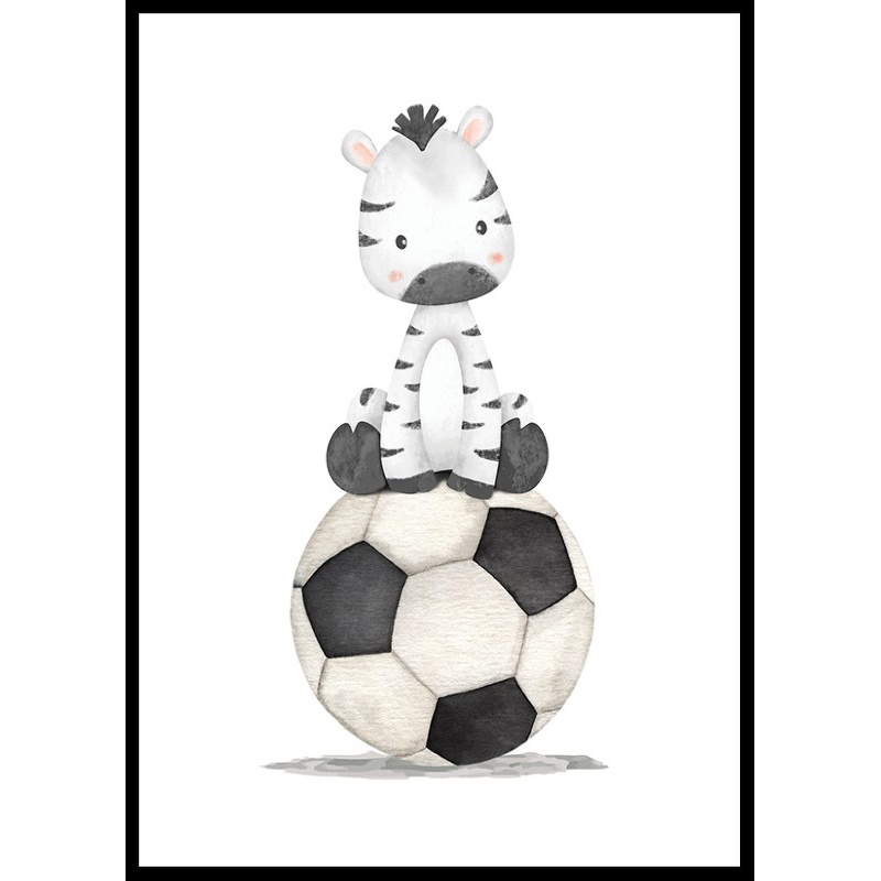Poster Gallerix Zebra With Soccer Ball