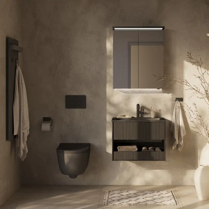 Tvättställsskåp Svedbergs Epos 60x45 med 1 Låda och 1 Öpen Hylla