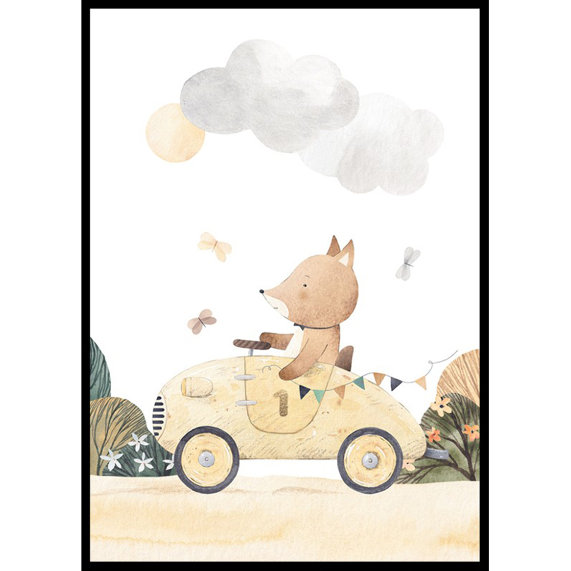 Poster Gallerix Fox Driving A Car