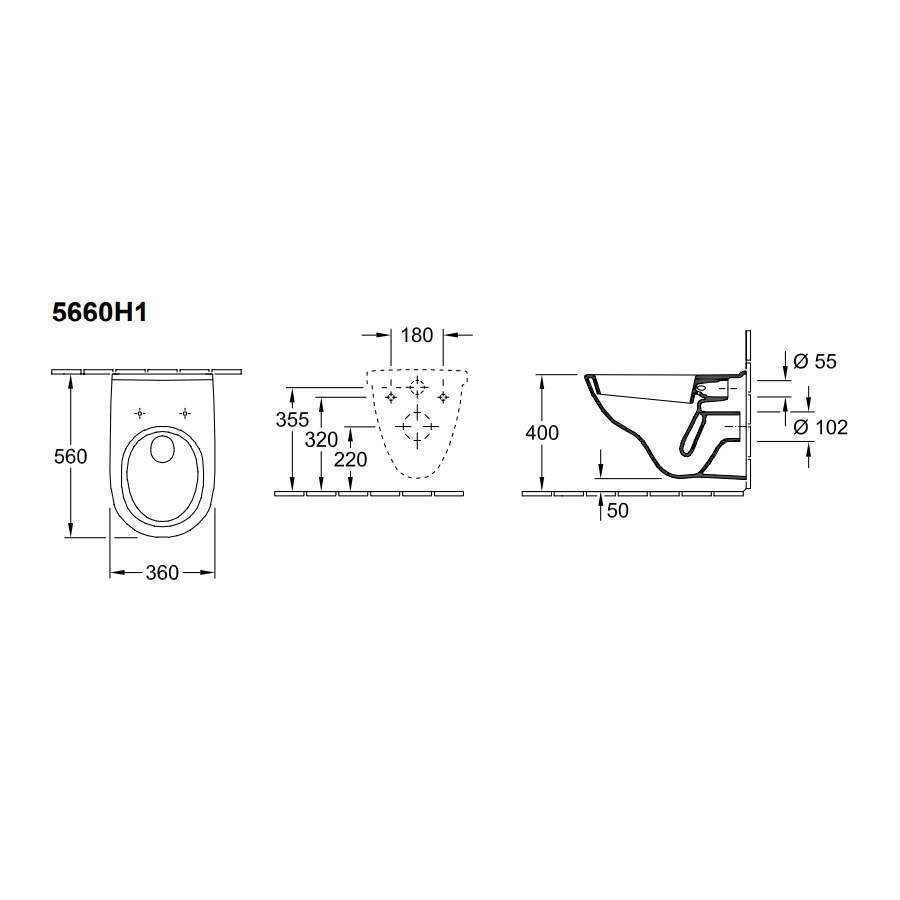 Vägghängd Toalettstol Villeroy & Boch O.novo Kantig