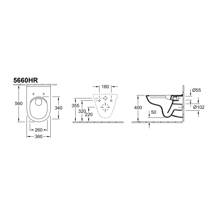 Vägghängd Toalettstol Villeroy & Boch O.novo Kantig