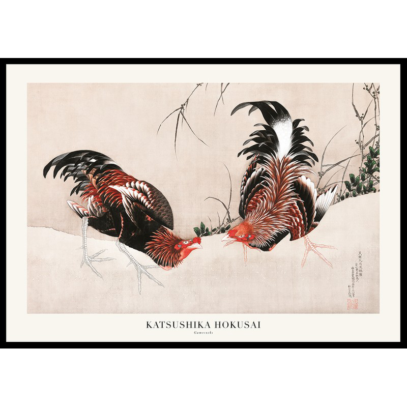 Poster Gallerix Gamecocks By Katsushika Hokusai