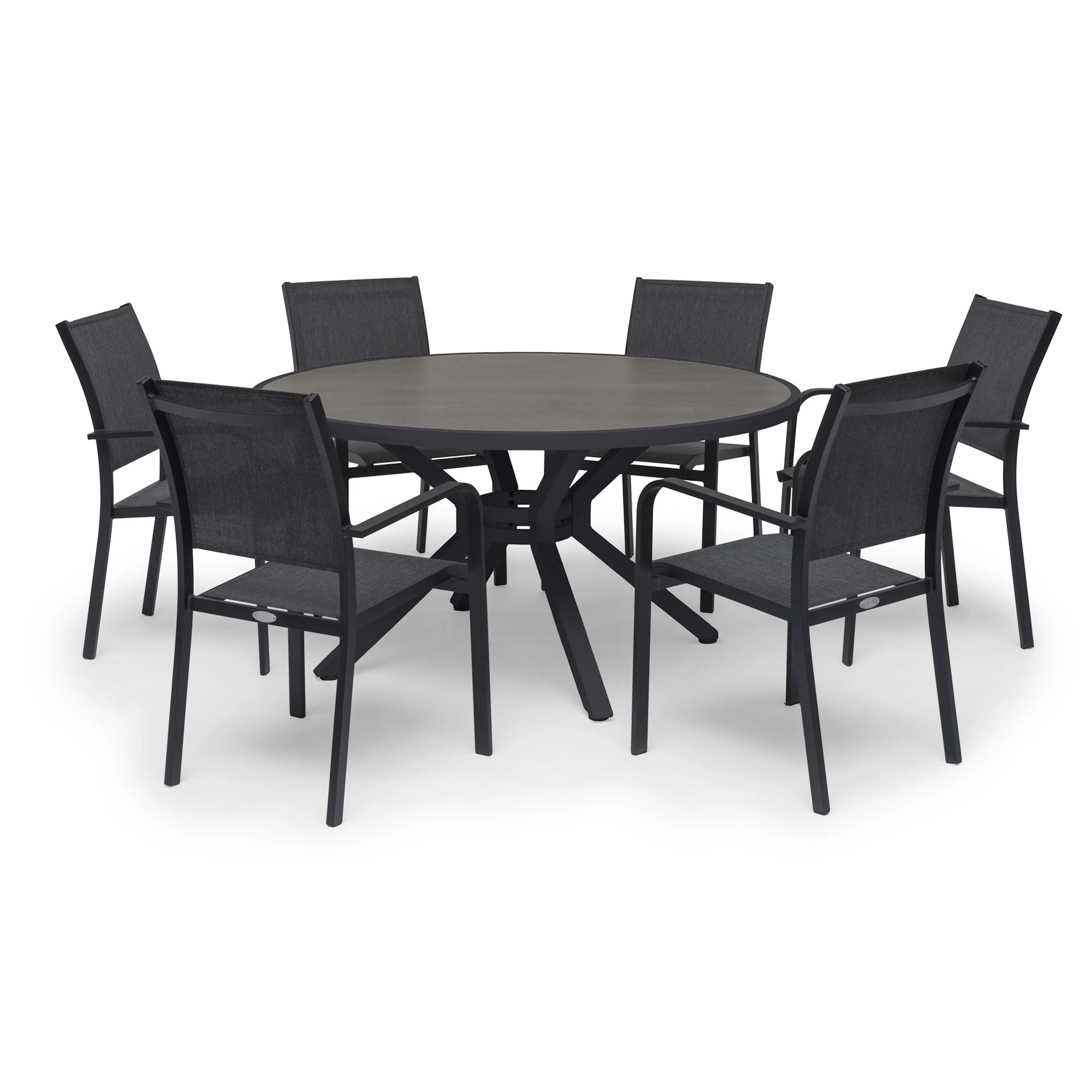 Matgrupp Utomhus Hillerstorp Hånger 6st Stapelstolar med Trädgårdsbord Ø140 cm