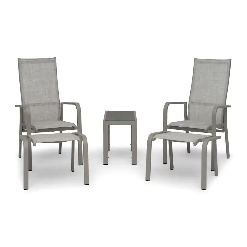 Balkongset Hillerstorp Hånger 2st Positionsfåtöljer med Fotpall och Sidobord