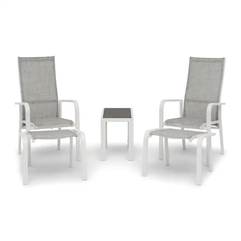 Balkongset Hillerstorp Hånger 2st Positionsfåtöljer med Fotpall och Sidobord