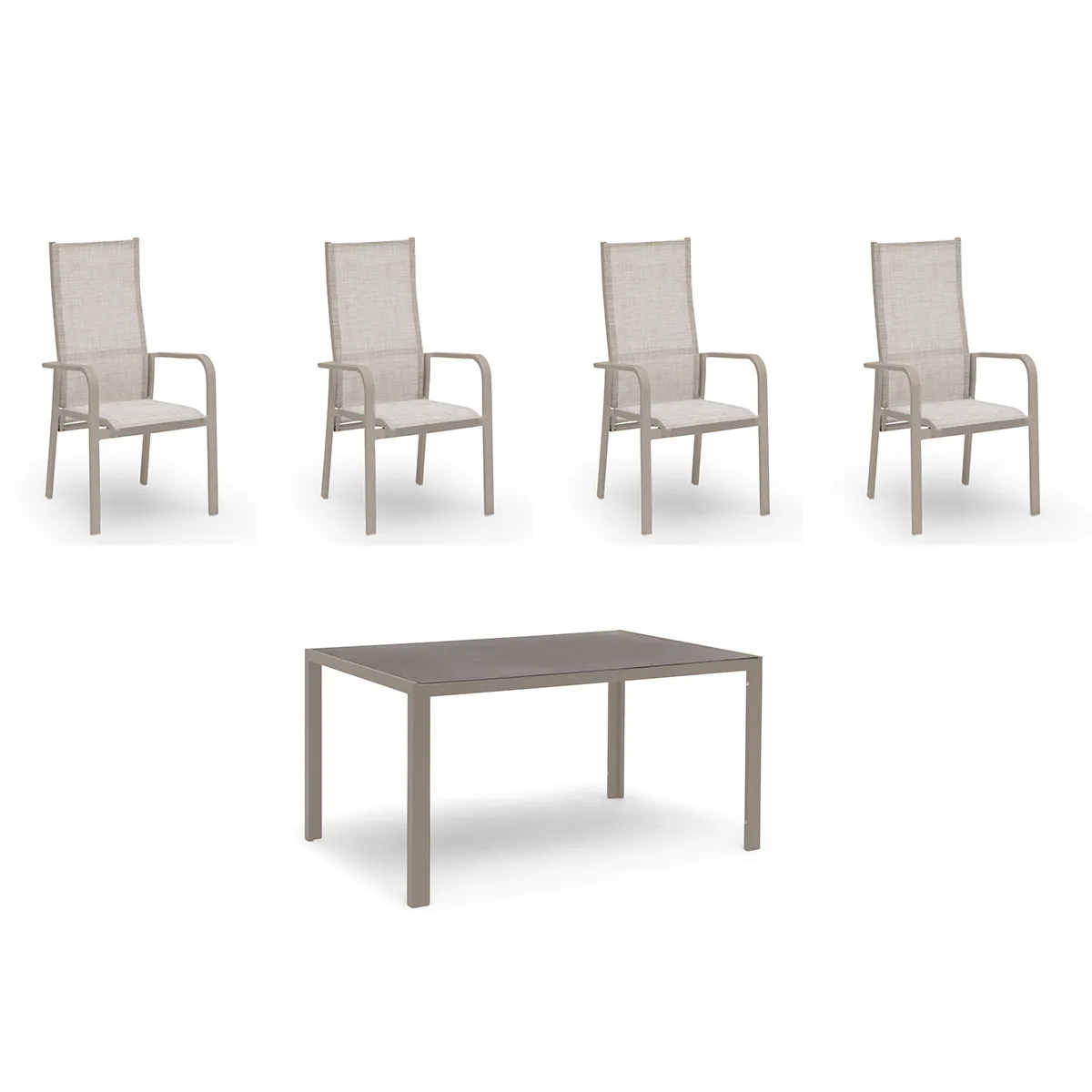 Matgrupp Utomhus Hillerstorp Hånger 4st Positionsfåtöljer med Trädgårdsbord 90x140 cm