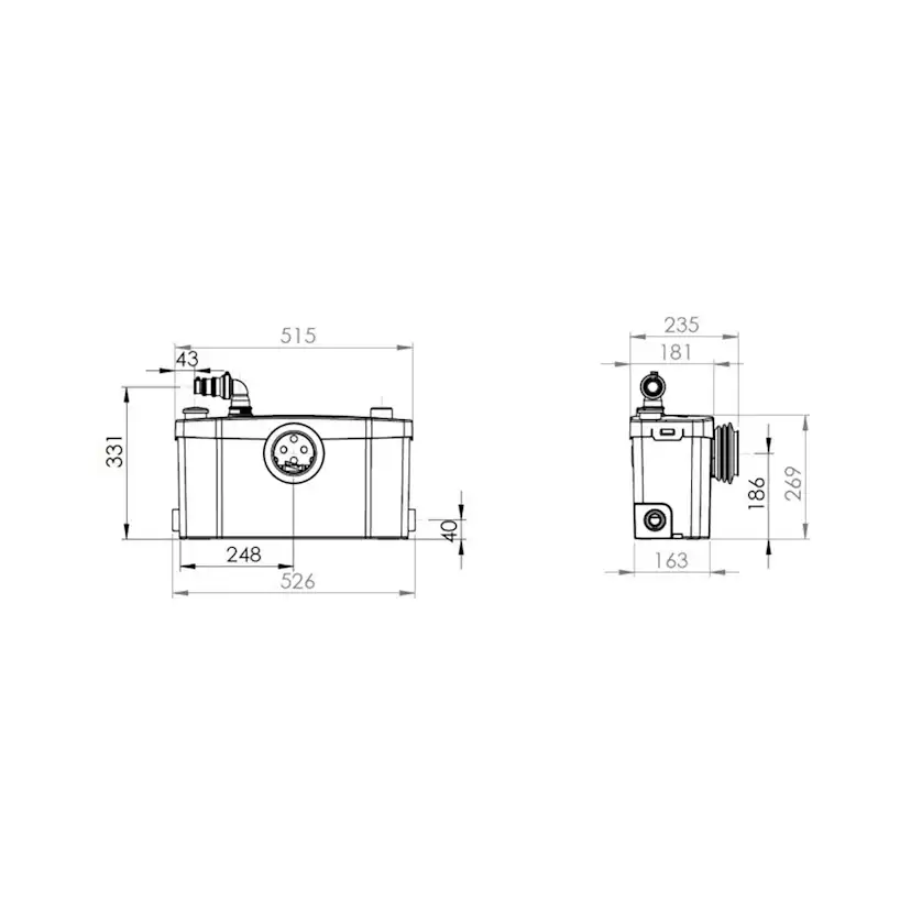 Pumpstation Saniflo Saniplus UP För WC, Tvättställ och Bad