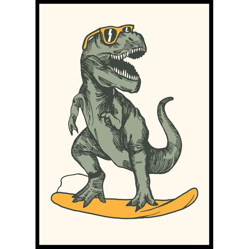 Poster Gallerix T-rex Dino Surfing